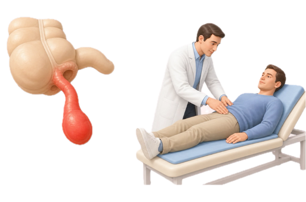 Bei Verdacht auf Appendizitis wird der Bauch medizinisch untersucht.