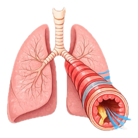 Bei Asthma sind die Atemwege entzündet, überempfindlich und zeitweise verengt.