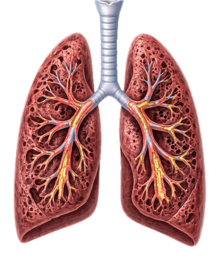 Bei COPD sind Atemwege dauerhaft gereizt, entzündet und durch Schleim zusätzlich verengt.