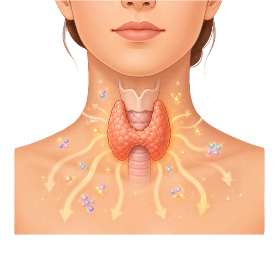Die Schilddrüse bildet Hormone, die viele Körpervorgänge mitsteuern.
