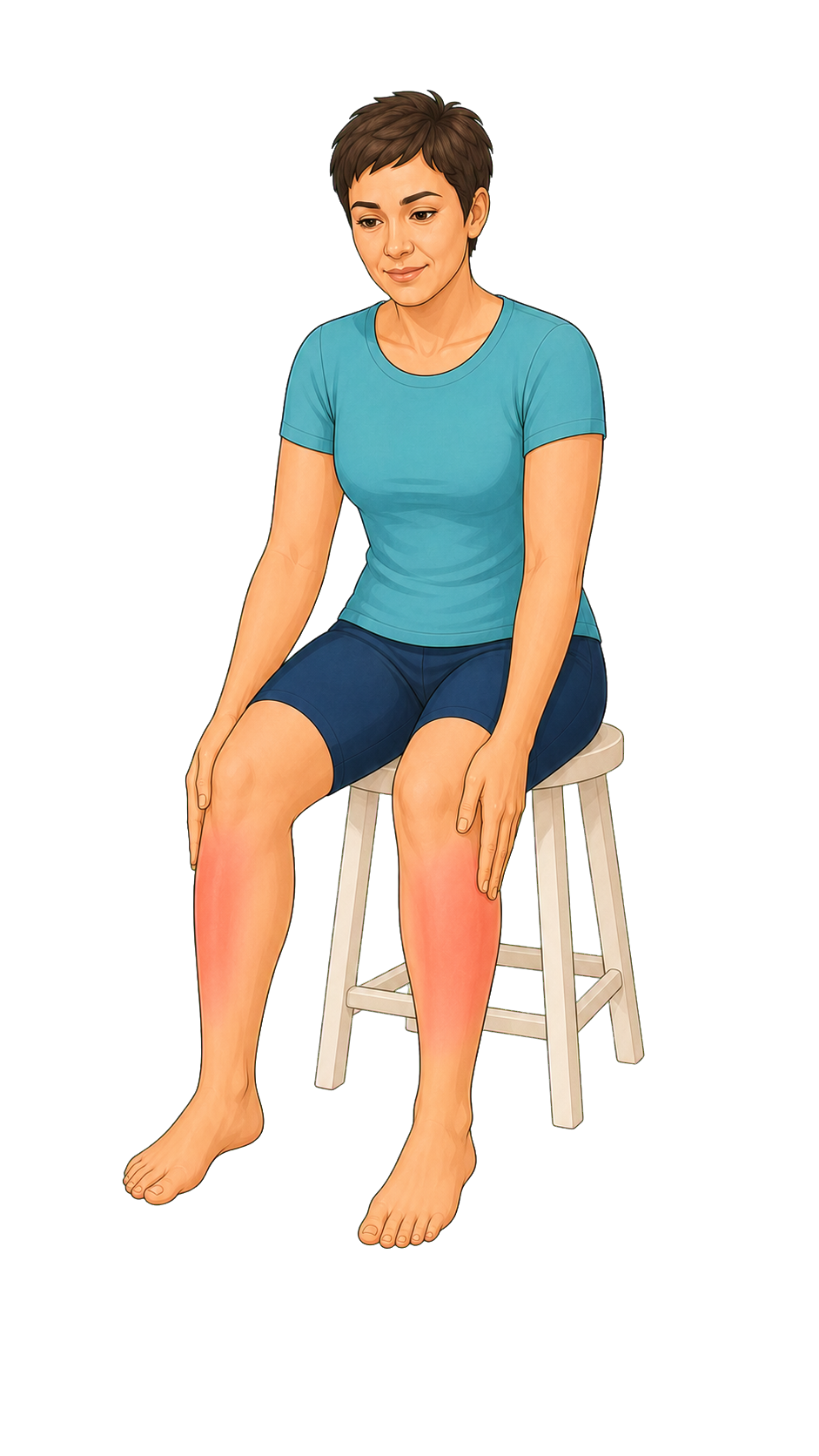 Person mit schweren und gespannten Beinen