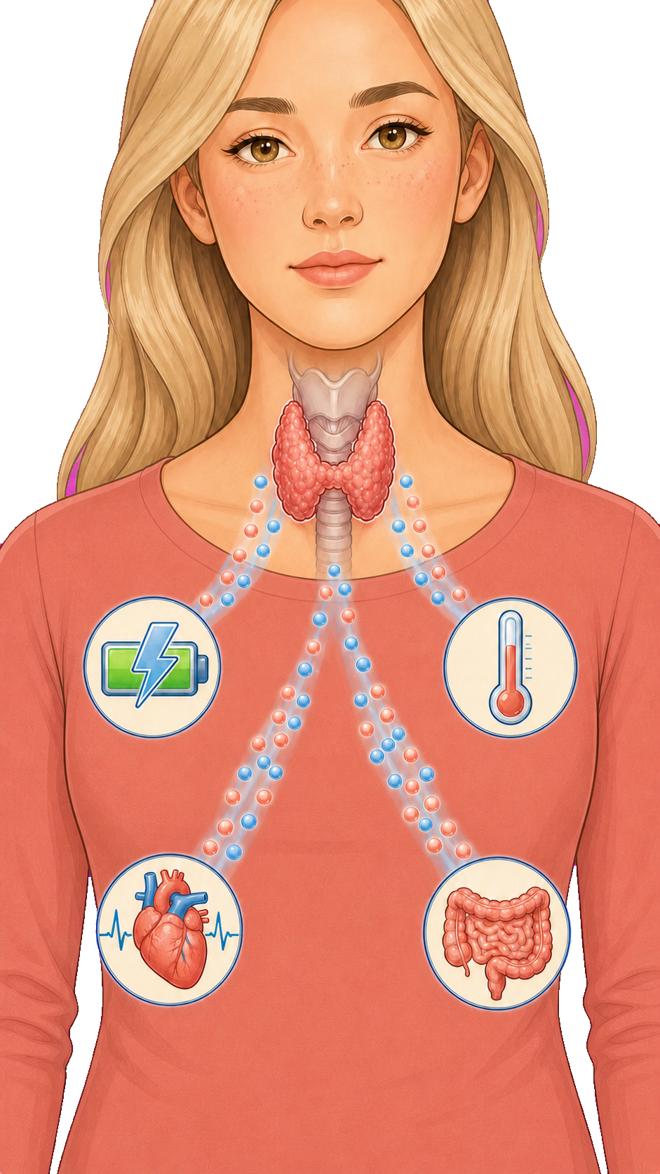 Schilddrüse und Darstellung der Hormone T4 und T3